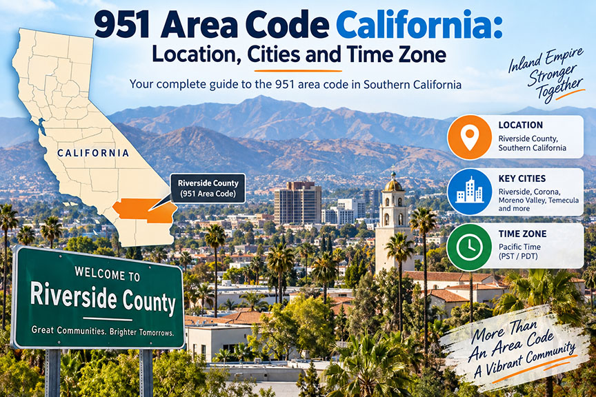 951 Area Code California: Location, Cities and Time Zone